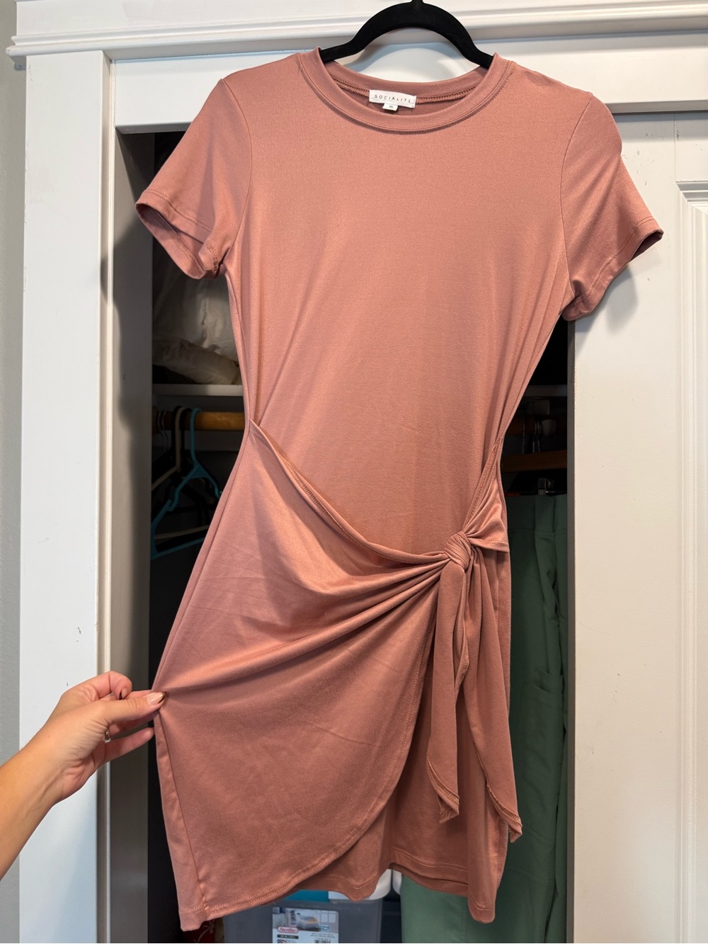 Mauve-Pink Side Tie Mini Dress